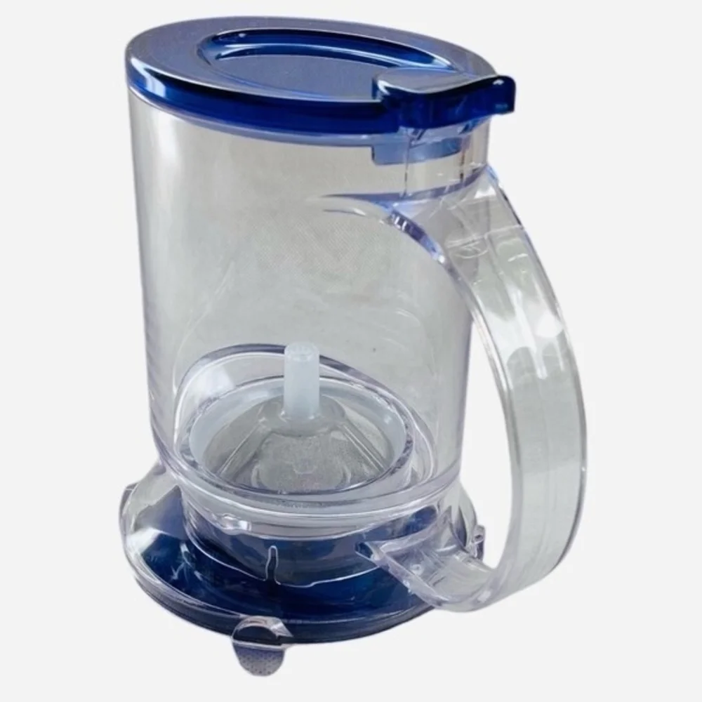 Teavana Perfect Tea Glass Press Maker Pot Blue Transparent 6.5